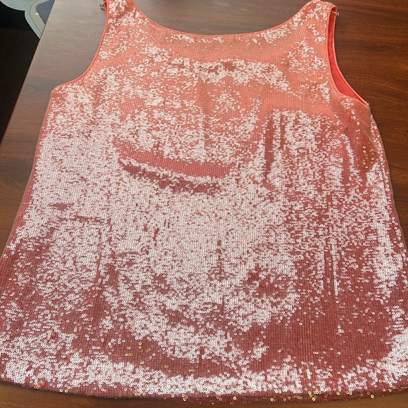 Lafayette 148 Coral Pink sequin top - Picture 3 of 7